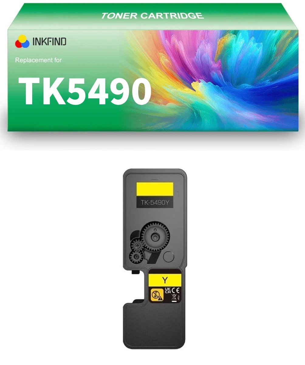 INKFIND TK-5490 Geel tonercartridge compatibel met Kyocera TK5490 TK-5490 Geel geschikt voor Kyocera ECOSYS PA2101cwx/PA2101cx/MA2101cfx/MA2101cwfx - 1-pack Geel