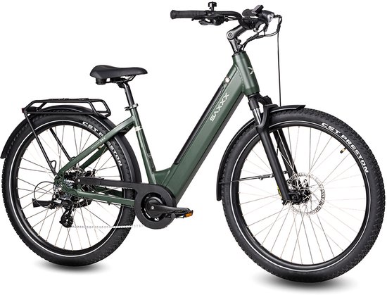 SAXXX Comfort SUV Easy - Elektrische Fiets - 95%Vooraf Geassembleerd Stadsfiets - 468Wh uitneembare accu - 90km Actieradius - SHIMANO Altus 7 Versnellingen - Achterwielmotor 250W - Aluminum Frame - 27.5" CST anti-lek - groen van Saxxx — afbeelding 3