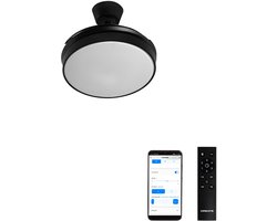 CREATE - Plafondventilator 40W stille intrekbare bladen Ø91cm met licht - Zwart - WIFI + Afstandsbediening - WIND CLEAR