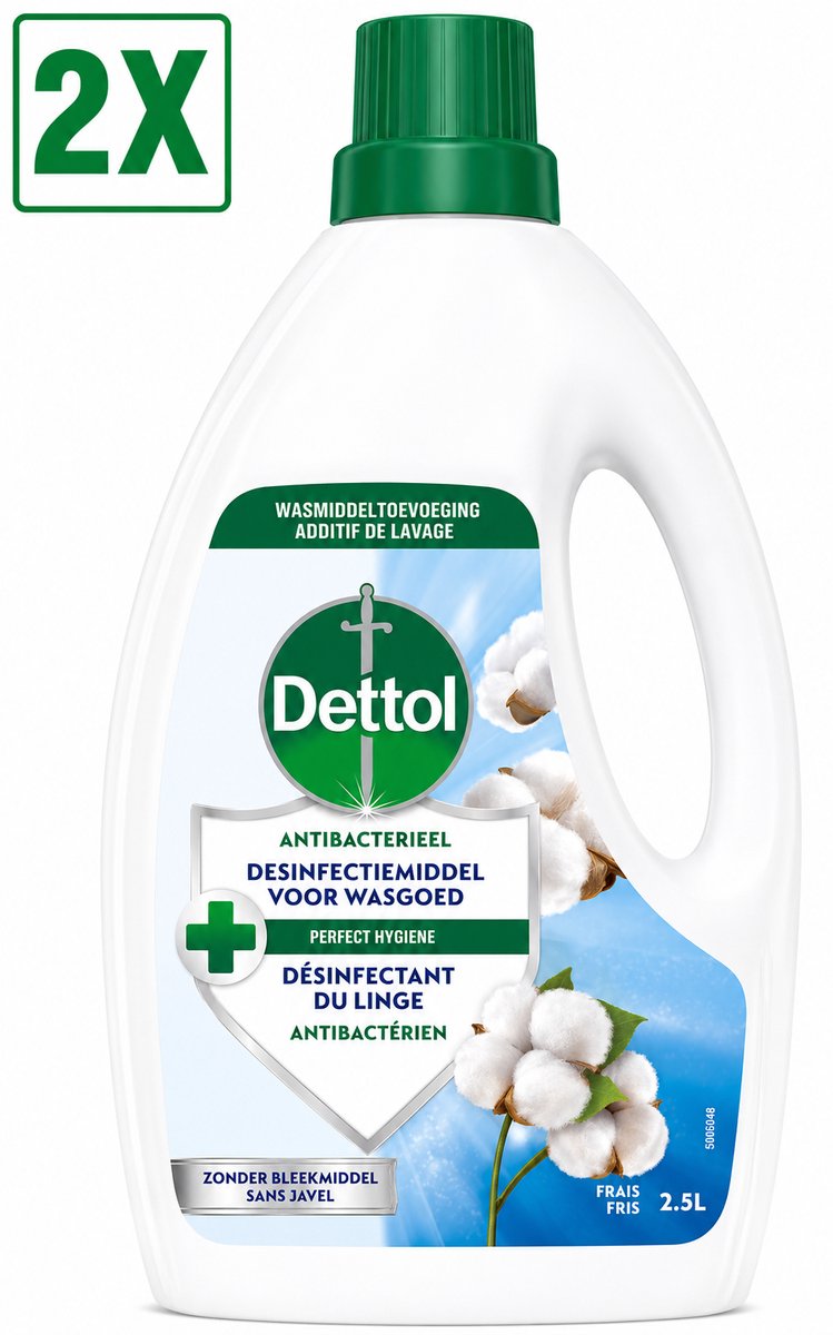 2 x Dettol Antibacterieel Desinfectiemiddel voor wasgoed - Fris - Wastoevoeging - 2,5L