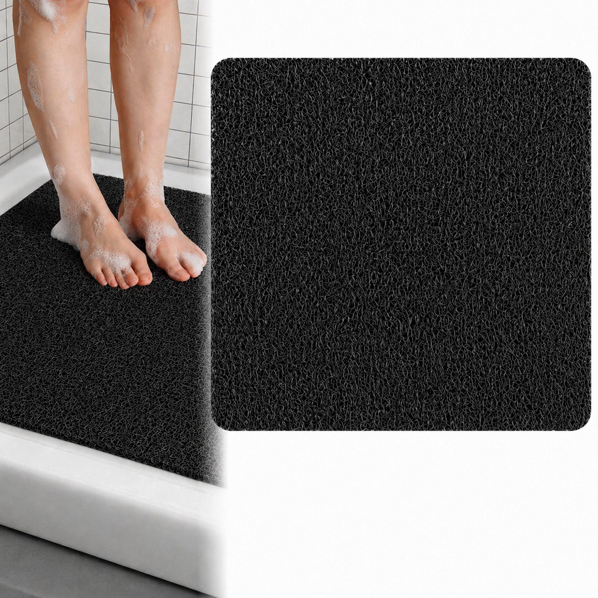 GLODI GOODS® Antislip badmat douchemat 60x60 cm - voor in de douche – antislipmat waterdoorlatend – ZWART