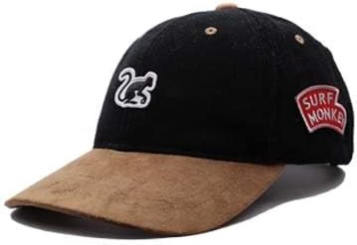 Surf Monkey - Corduroy baseballpet - gerecycled polyester - Eén maat -Zwartbruin
