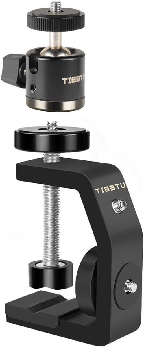 Klemstatief met Balhoofd voor Digitale Camera's - 1/4 Inch Schroef, 360° Rotatie, Geschikt voor DSLR en Lampen