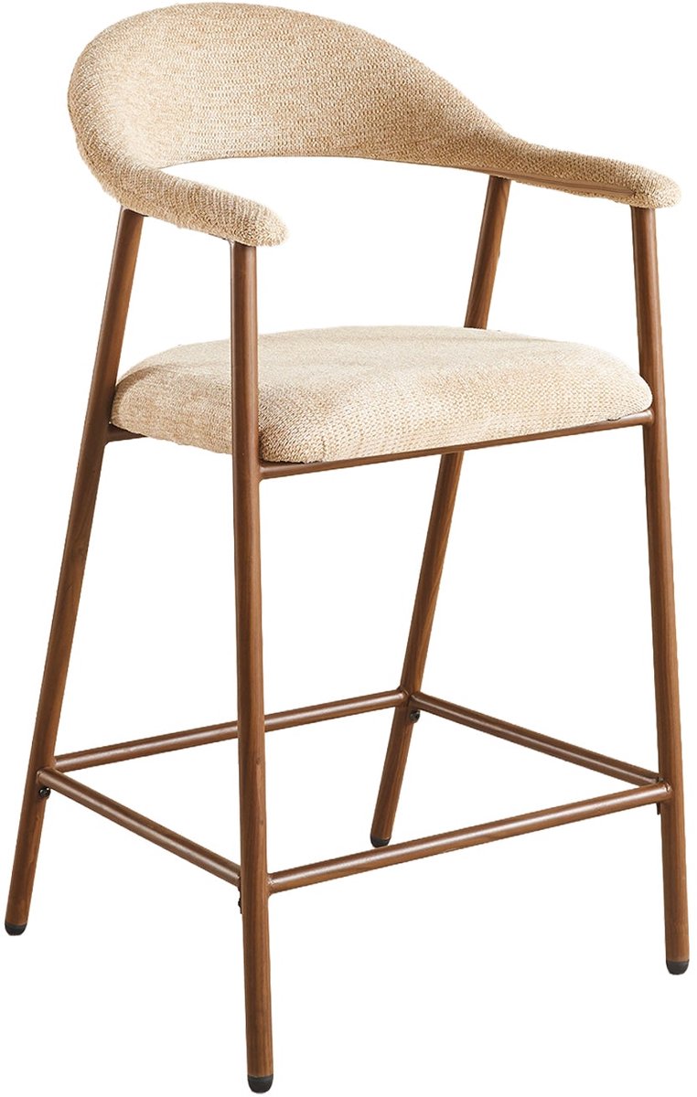 SET DEAL 4 stuks: Barkruk Japandi bruin Mika walnoot minimalistische barstoel japanse stijl