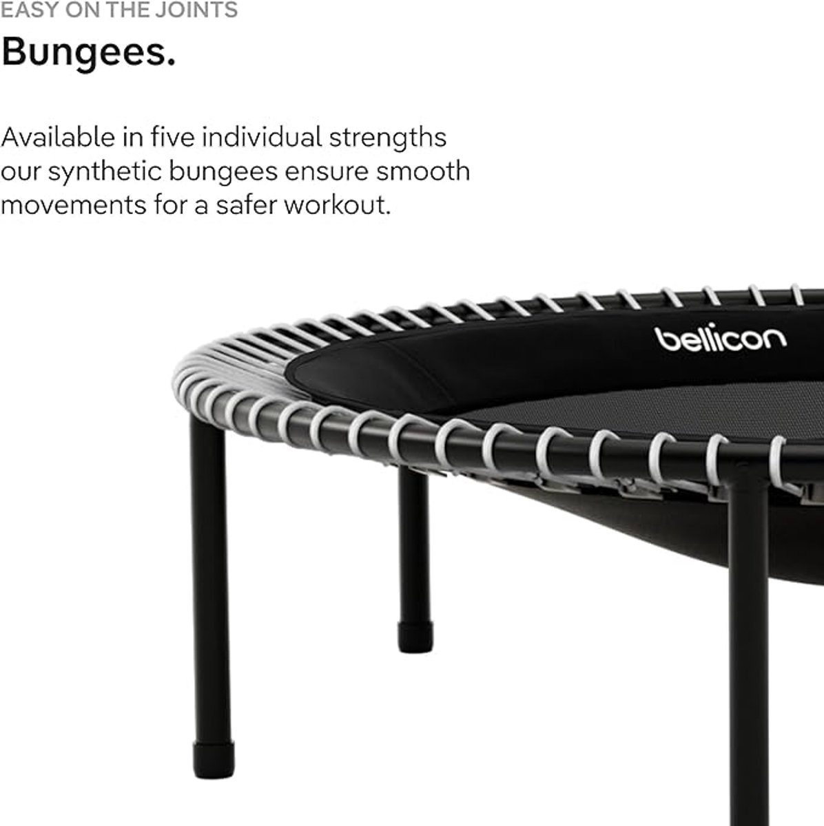 Mini Trampoline Fitness Rebounder 100x100x36 cm – Indoor Sport Trampoline voor Volwassenen tot 120 kg met Elastische Seilring Vering, Fluisterstil Low-Impact Cardio Training