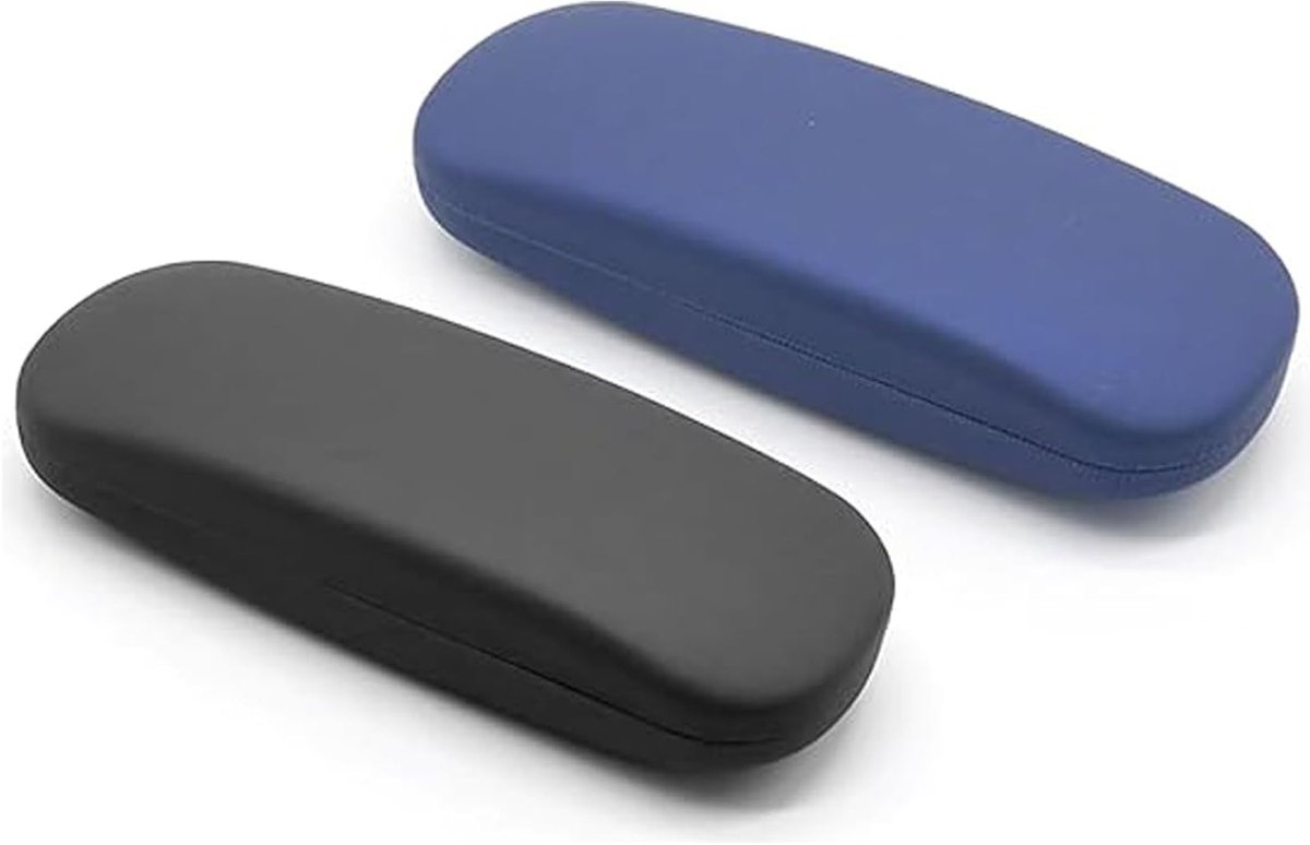 Set van 2 Harde Brilhoezen, Draagbare Opbergcase voor Zonnebrillen en Brillen, Geschikt voor Volwassenen en Kinderen, 16.2 x 6 x 3 cm, Verkrijgbaar in Zwart en Blauw