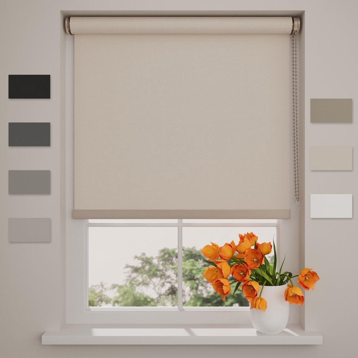 DTCH® Rolgordijn Verduisterend - Easy Royal - Sand - 220 x 190 cm - Rolgordijn zonder boren - Maten van 40 t/m 240 cm breed