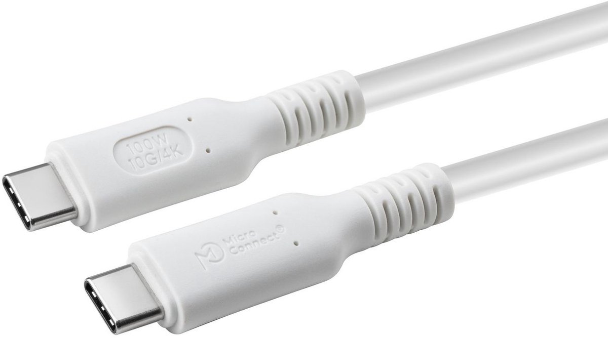 Microconnect USB3.1CC1W 1m USB C USB C Mannelijk Mannelijk Wit USB-kabel