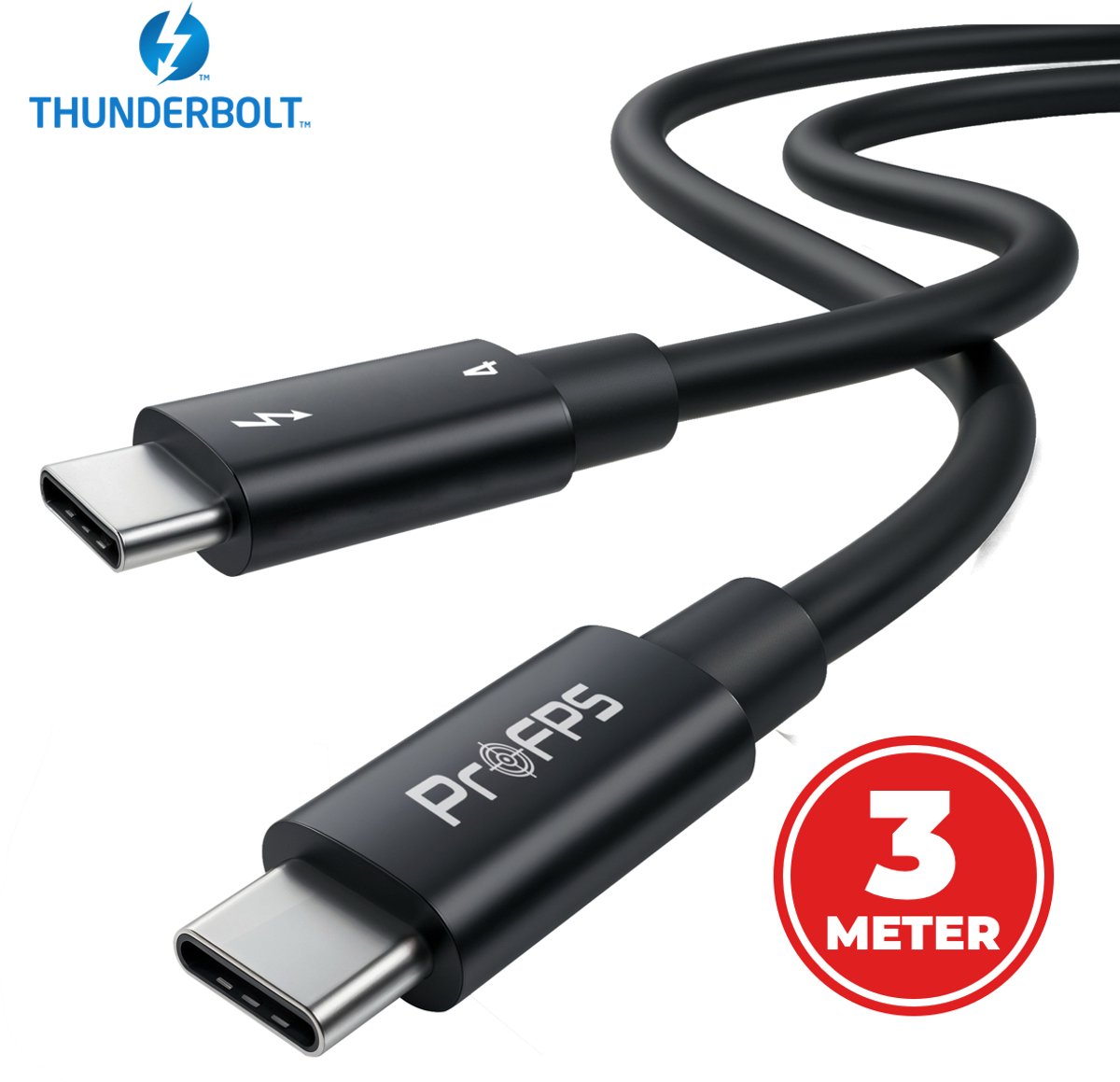 ProFPS Thunderbolt 4 Kabel 3m – 40Gbps – 240W – 8K – USB-C