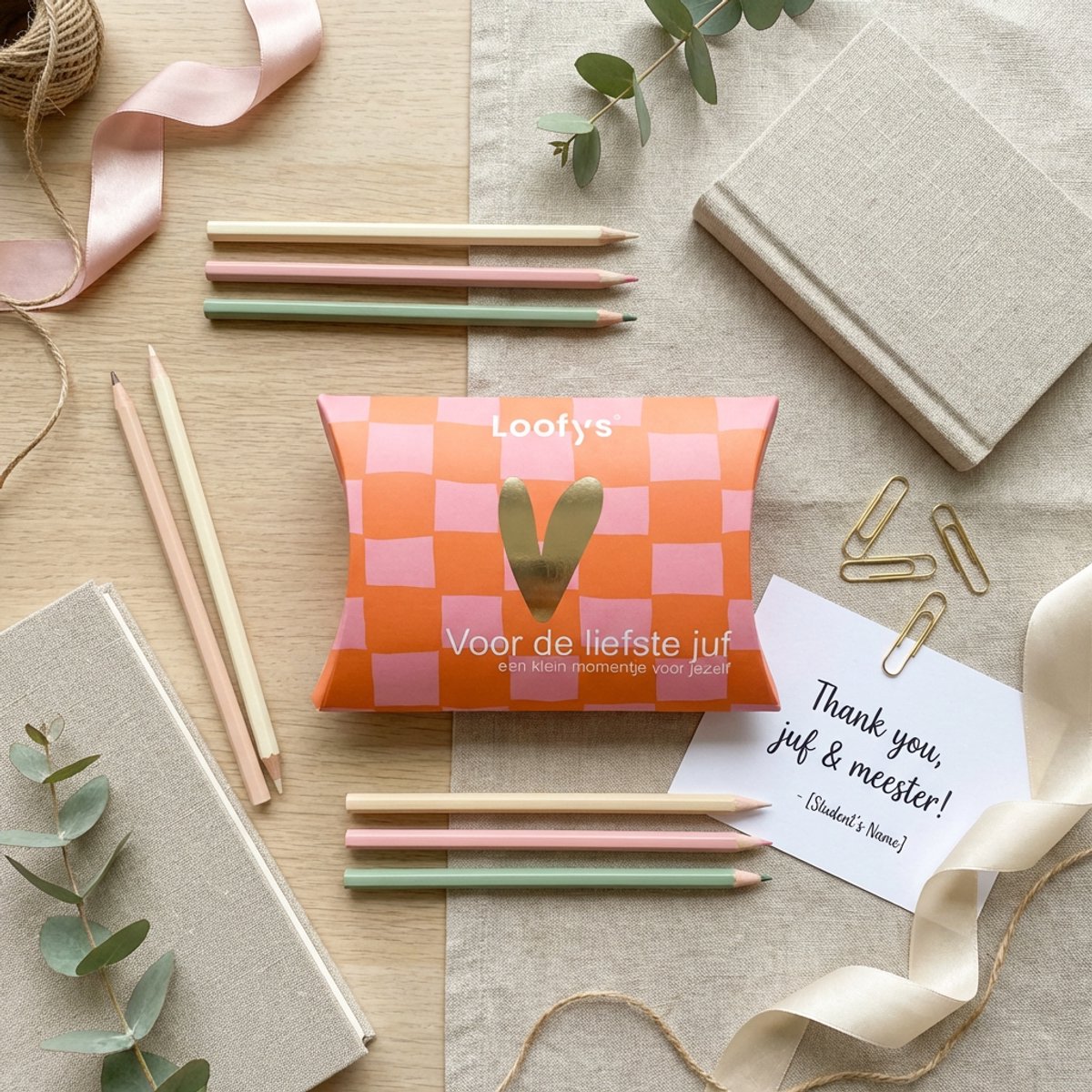Loofys Cadeaudoosje Juf - Body Bar Orange - Cadeaupakket voor Juf - Frisse Sinaasappelgeur - Duurzaam en Plasticvrij - Bedankje Juf