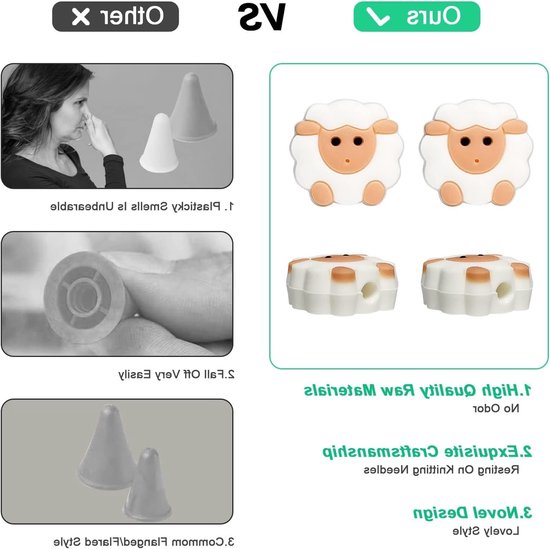 10 Stuks Breinaalden Stopper, Schattige Schapen Brei Accessoires, Bescherming voor 6-9 (4-5.5mm) Naalden, Handwerken en Haakbenodigdheden, Creatieve Brei Ideeën — afbeelding 4