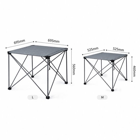 Naturehike Yamami L03 Opvouwbare Campingtafel - 7075 Aluminiumlegering - Lichtgewicht Outdoor Tafel - 52.5x52.5x42cm - Grijs - Medium van Naturehike — afbeelding 2