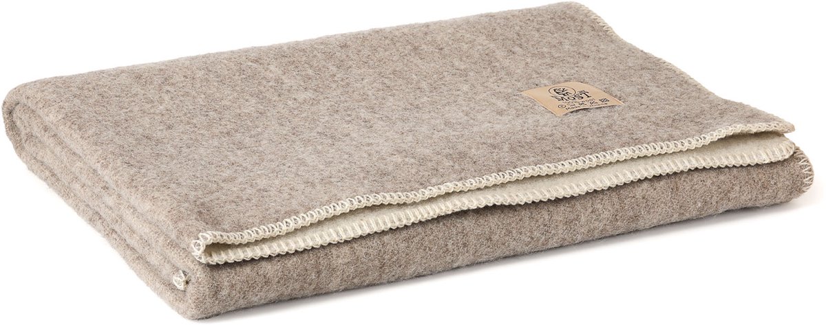 MoST-Dekens - 100% Wollen ledikant dekentje Eco Fossil - 100 x 140 cm - beige
