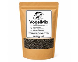 Zwarte Zonnebloempitten voor Tuinvogels – 3KG – Premium Vogelvoer – Hersluitbare Zak VogelMix