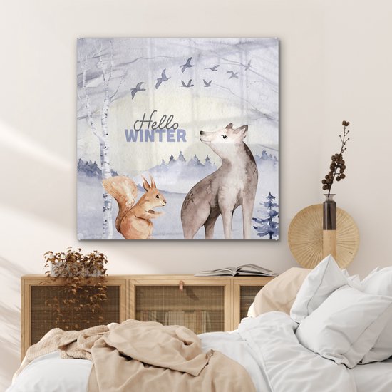 MuchoWow® Peinture sur verre - Animaux - Neige - Hiver - 90x90 cm - Peintures sur verre acrylique - Photo sur Glas