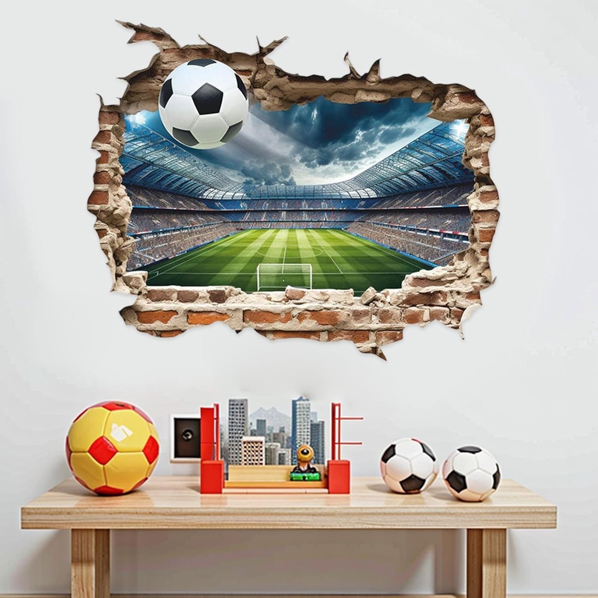 Voetbal Wandstickers voor Jongens - 3D Decoratie voor Kinderkamer, Woonkamer en Speelkamer met Voetbalthema