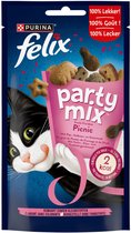 Felix Party Mix Pic Nic - Kattensnacks - Kattensnoepjes - Kip Kalkoen & Kaas - 8 x 60 g