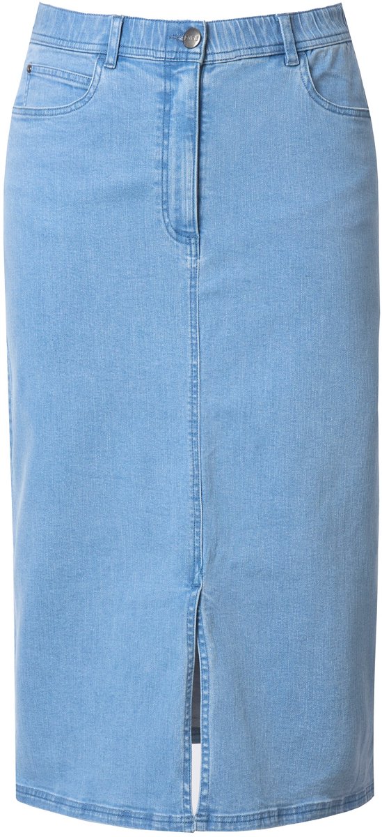Ulla Popken - Dames - Jeansrok zoomsplit biologisch katoen - Blauw denim - Maat 60