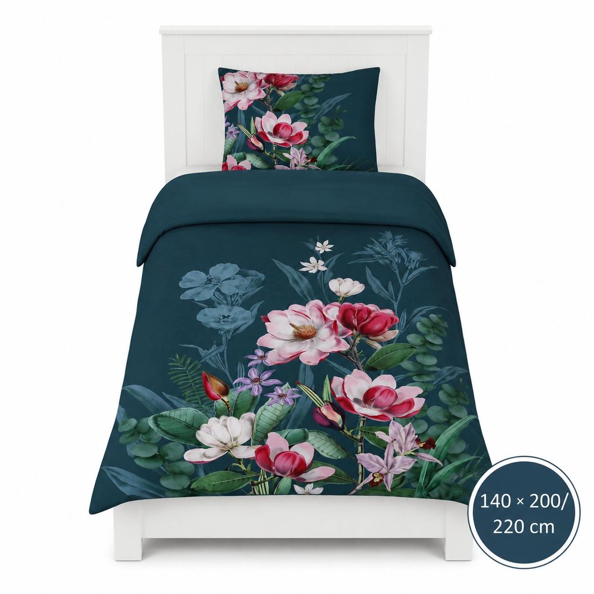 Dekbedovertrek - 140x200/220 - Groen Multi Bloemen - Oase Design - Luxe, Zacht & Ademend - Inclusief Kussensloop - Kleurvast