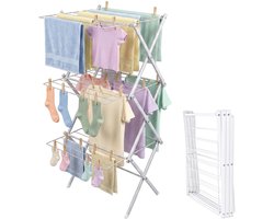 Wasrek inklapbaar - 115x53,5x52 cm - metaal - wit