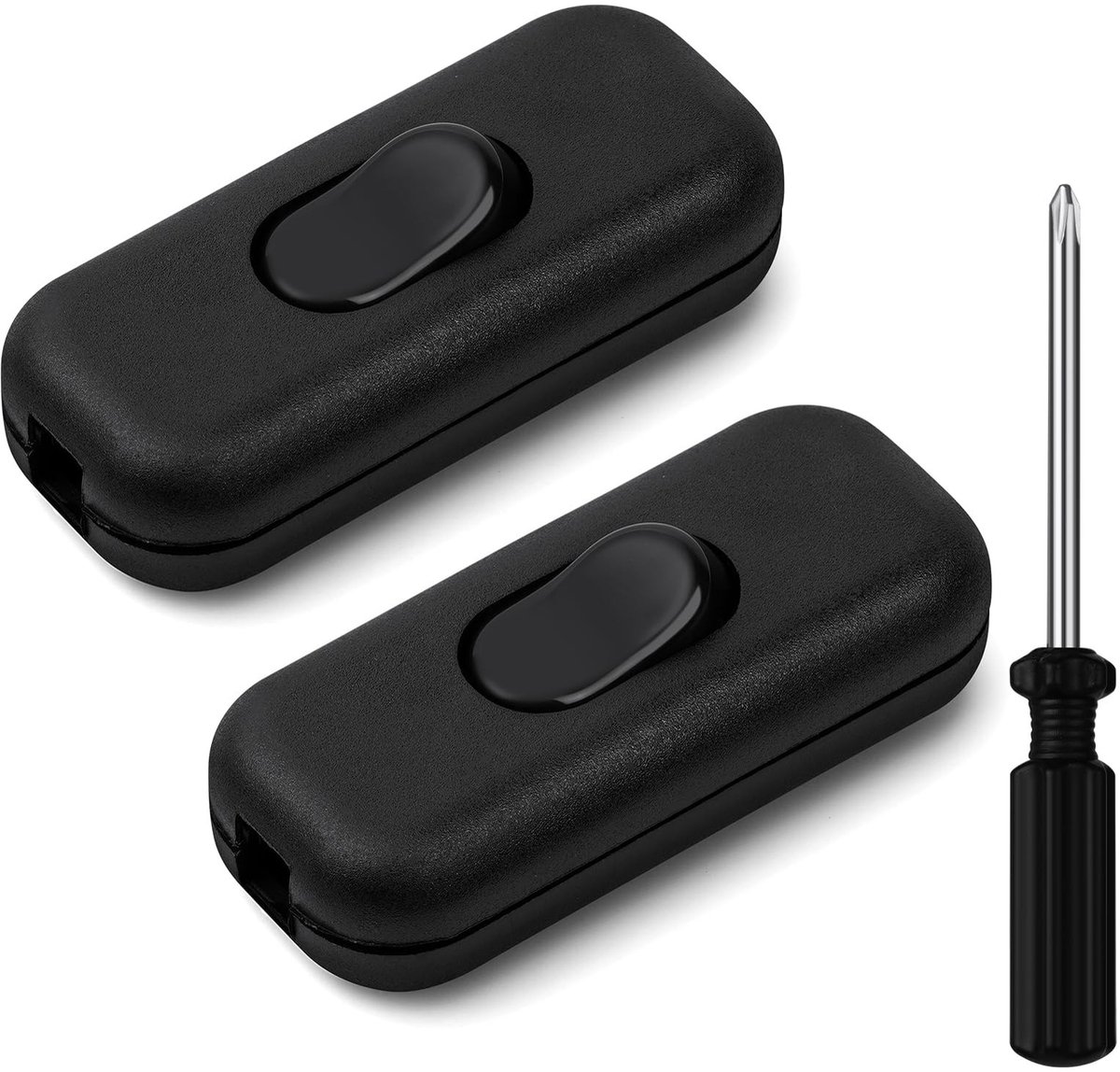 Dailygoods - Inline schakelaar - Snoerschakelaar - Eenvoudige installatie - Compact formaat - Tussenschakelaar - Geschikt voor lampen en apparaten - 2