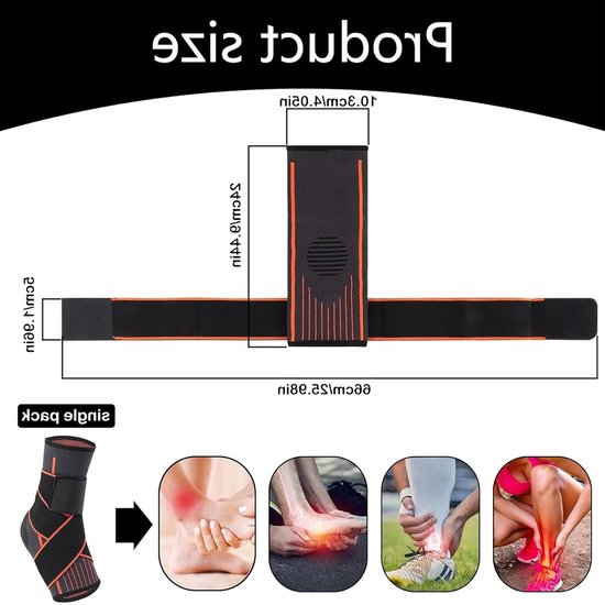 Enkelbandage voor optimale omknikbescherming bij enkelblessures, elastische voetbandage voor sport en herstel — afbeelding 5