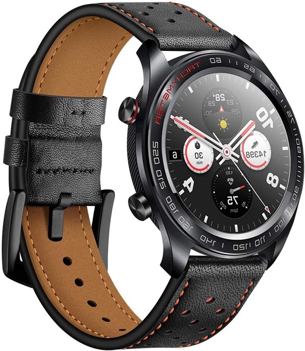 Leren Sportarmband voor Samsung Galaxy Watch 3 en 46 mm - Ademend en Comfortabel met Metalen Gesp, 22 mm Breed