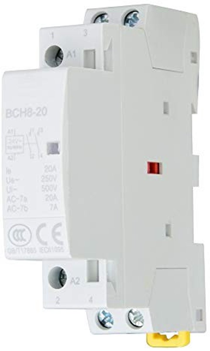 Dailygoods - AC switch - 2P 20 A - Veiligheid - 35 mm - Temperatuur schakelaar - Geschikt voor binnengebruik - Compact model