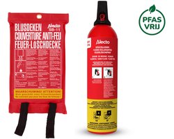 Alecto Brandblusser set - BS075 Blusspray 750 ml - SB11 Blusdeken 100x100 cm - Compact en snel brandveilig