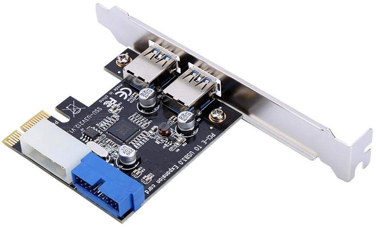 Jhubersproducts - USB PCI-E-kaart - 2-poorts uitbreidingskaart - Plug-and-play gebruik - USB 3.0 connector - Geschikt voor PC - Model YHG24tubymrew