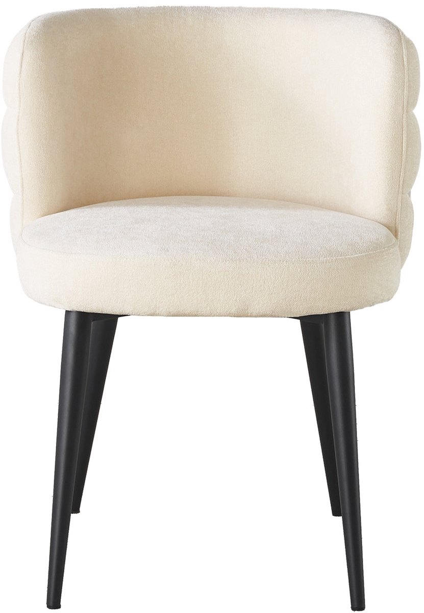 Lizzely Garden & Living Eetkamerstoel met armleuning Quinn beige chenille eetstoel zetel