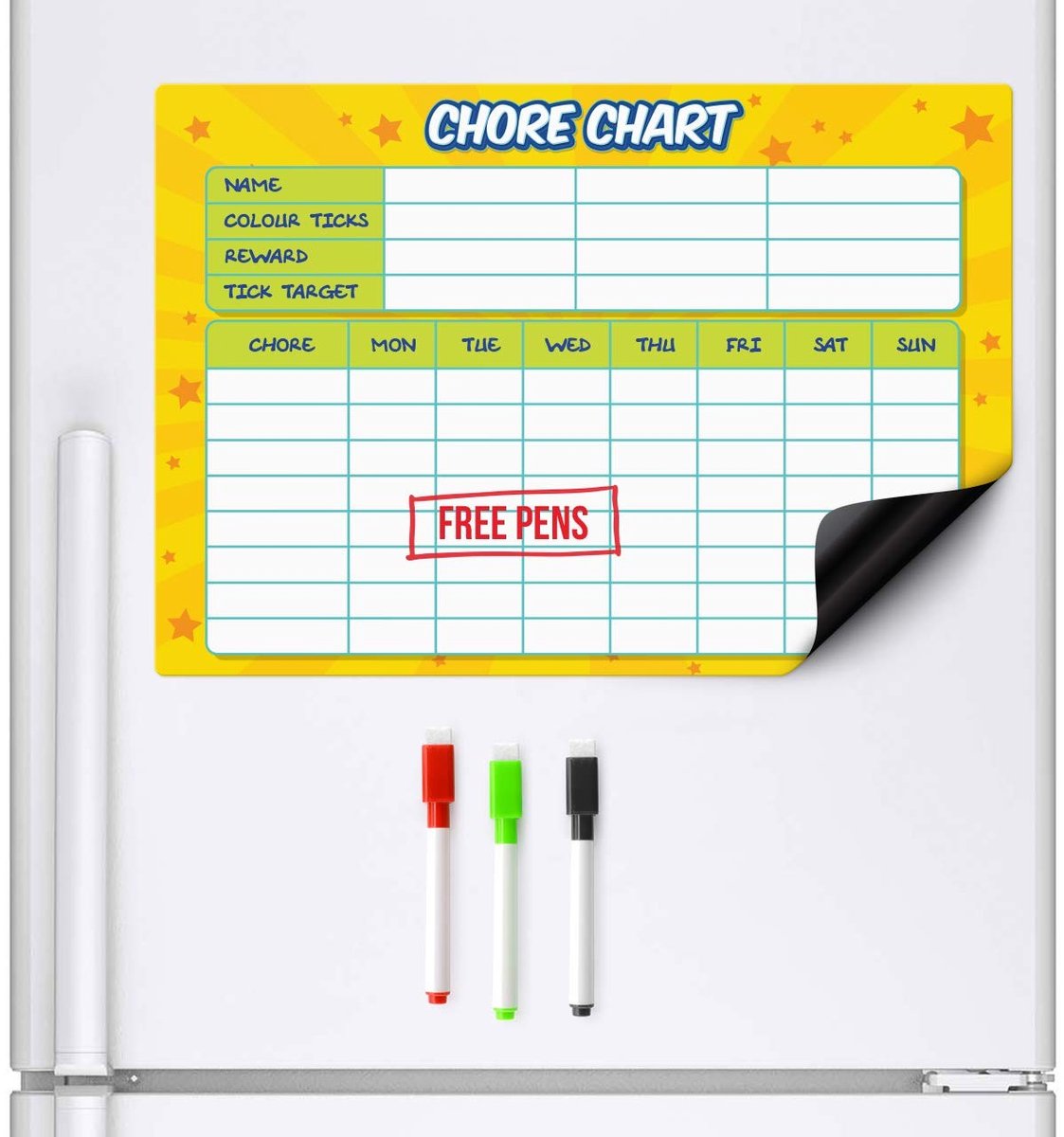 Dailygoods - Magnetisch Koelkastbord - Droog Afwisbaar - 7-Daagse Gezinstaakplanner - A3 Formaat - Keukenmagneet - Ideaal voor Thuis en Kantoor