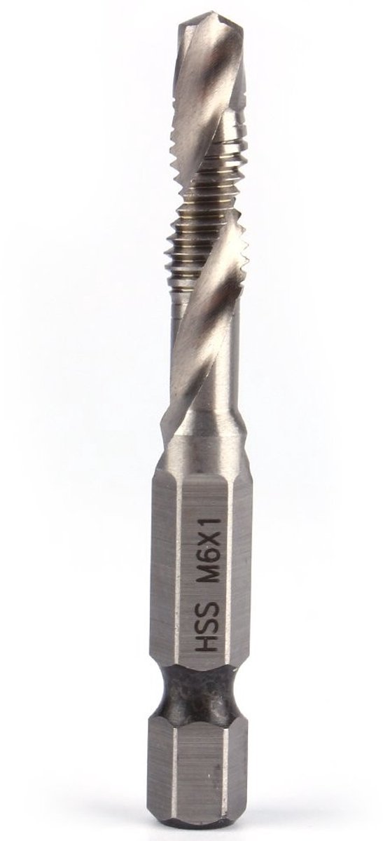Dailygoods - Tappen met Zeskantige Schacht - M6 Tap - Geïntegreerd boren en tappen - 6mm formaat - Boorbitjes - Geschikt voor metaalbewerking