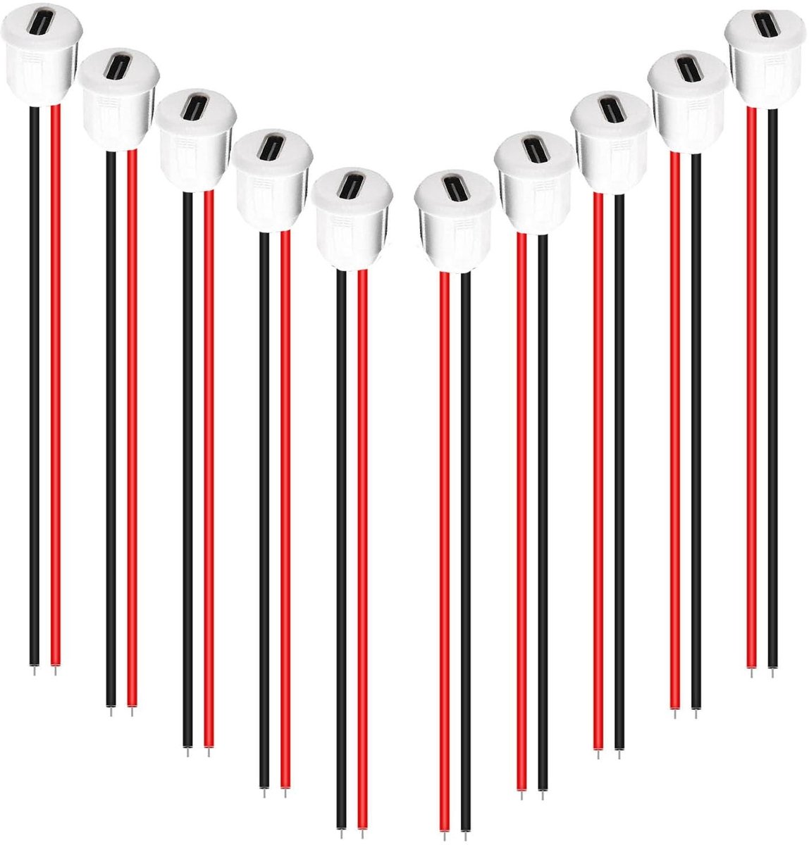 10x USB C Sockets met 150mm Kabel - 5V 3A, Geschikt voor Diverse Toepassingen
