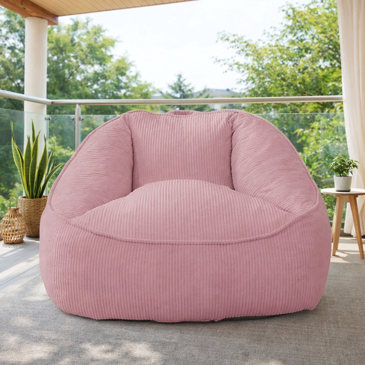 HomeMiYN Pear-Shaped Bean Bag Sofa – Roze – Zachte Techstof – 180 kg Capaciteit – Comfortabel & Stijlvol – Ideaal voor Woonkamer, Slaapkamer & Thuiswerkplek