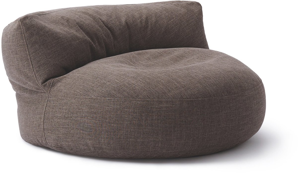 Lumaland Indoor linnen zitzak lounge, ronde zitzak voor binnen, 320 l vulling, 90 x 50 cm, linnenlook en feel, grijs