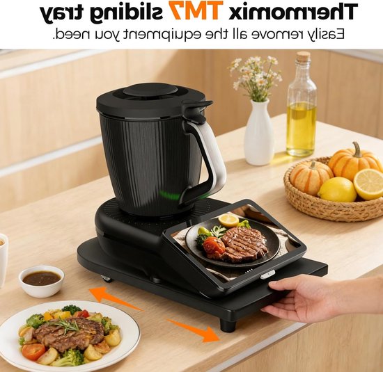 Houten Glijmat met 360° Wielen voor Keukenmachines, Geschikt voor Thermomix TM7, Antislip en Duurzaam van houten — afbeelding 4
