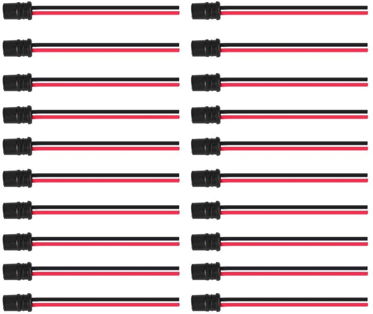 Jhubersproducts - Bulbo Socket Holder - T10 Lampenhouder - Hoogwaardige rubber - Zwart en rood - Verlengsnoer - Geschikt voor auto en boot - 20 stuks