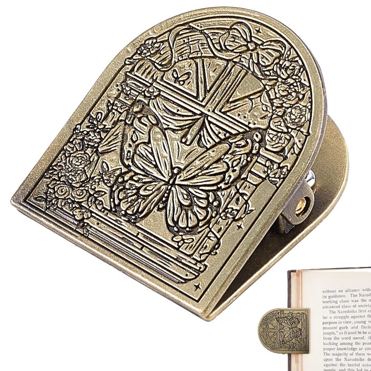 Jhubersproducts - Reiziger Notebook Clip - Metalen Boek Bill Binder Clips - Antiek Brons - Vintage Vlinder Decoratieve Accessoires - Kunst Journaling
