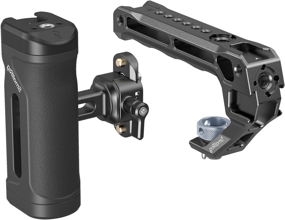 Ergonomische Mini Zijkant en Bovenhandgreep voor Camera Cage, Verstelbare Handgreep voor Links of Rechts, Ideaal voor Videografie en Fotografie