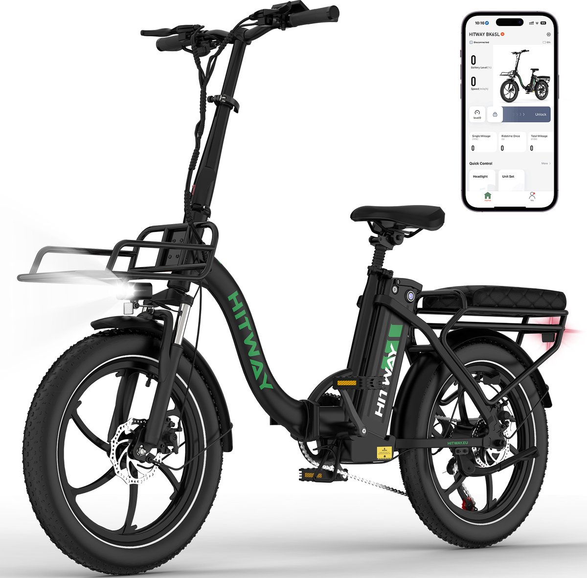 Bol.com Hitway Elektrische Fiets BK6SL1 - Trendy 20*3.0 Inch Fat Tire City Commuter EBike met Afneembare 36V 15.6 Ah Lithium Bat... aanbieding