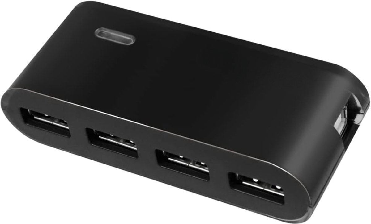 Quvo® USB Hub met Voeding - USB Hub - USB Splitter - Zwart - 9cm x 4cm x 2cm