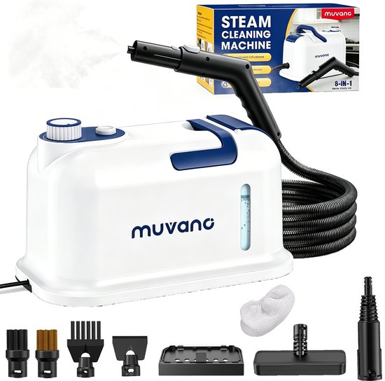 Muvano Stoomreiniger-Tapijtreiniger-3Bar-15 sec opwarmtijd-Meubelreiniger -1500W-125°C Stoom-Zetelreiniger-Wit