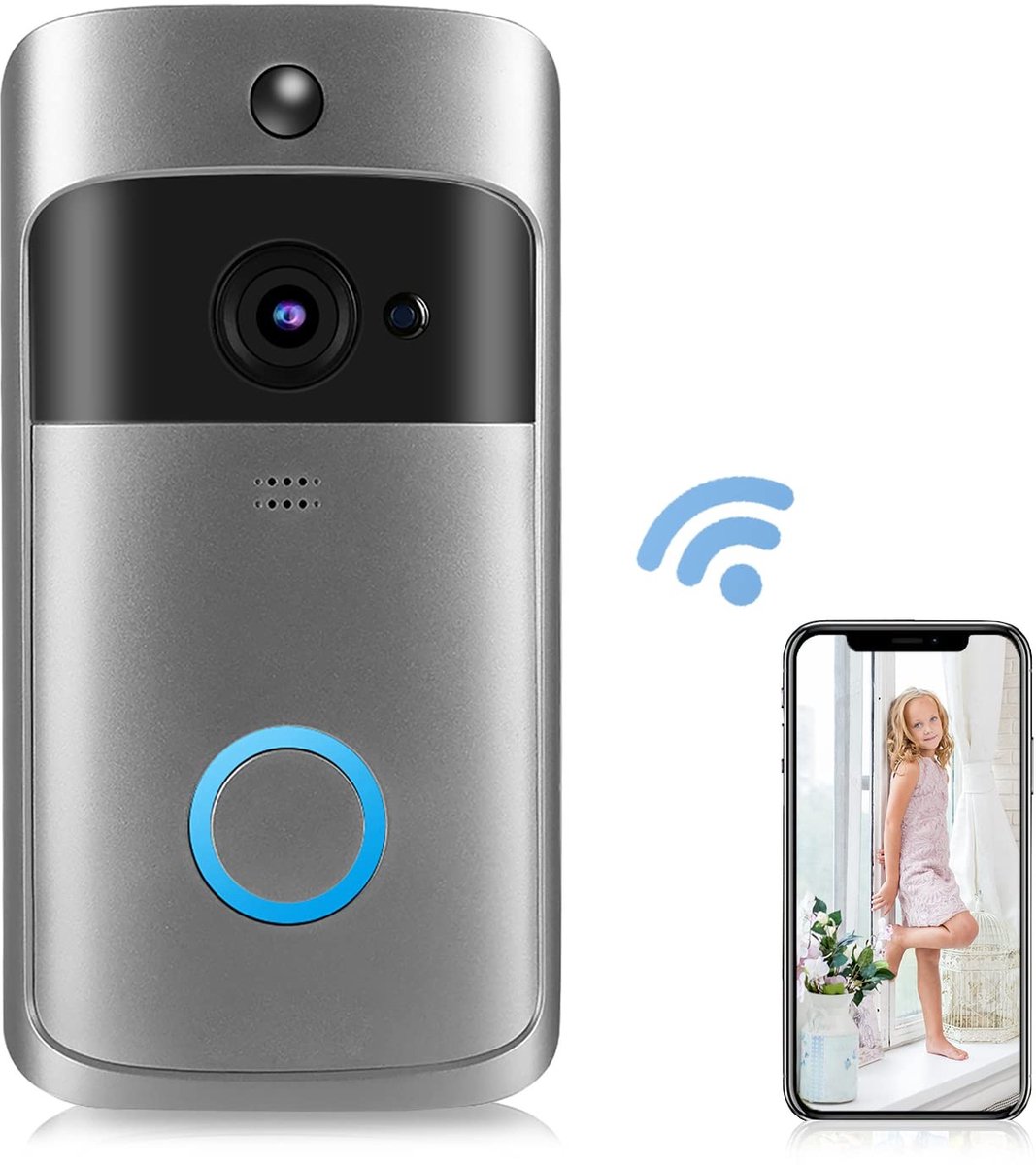 By shayne - WiFi Draadloze Videodeurbelcamera - 1080P Groothoek - Tweerichtingsaudio - Smart WiFi Deurtelefoonsysteem - Bewegingsdetectie - Voor thui.