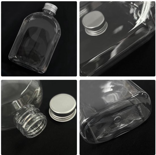 VT Goods - Set van 6 Transparante Sapflessen - Lege Drinkflessen voor Vloeistoffen - 100 ml en 200 ml - Ideaal voor Feestjes - Duurzaam en Lichtgewi.. van vt — afbeelding 5