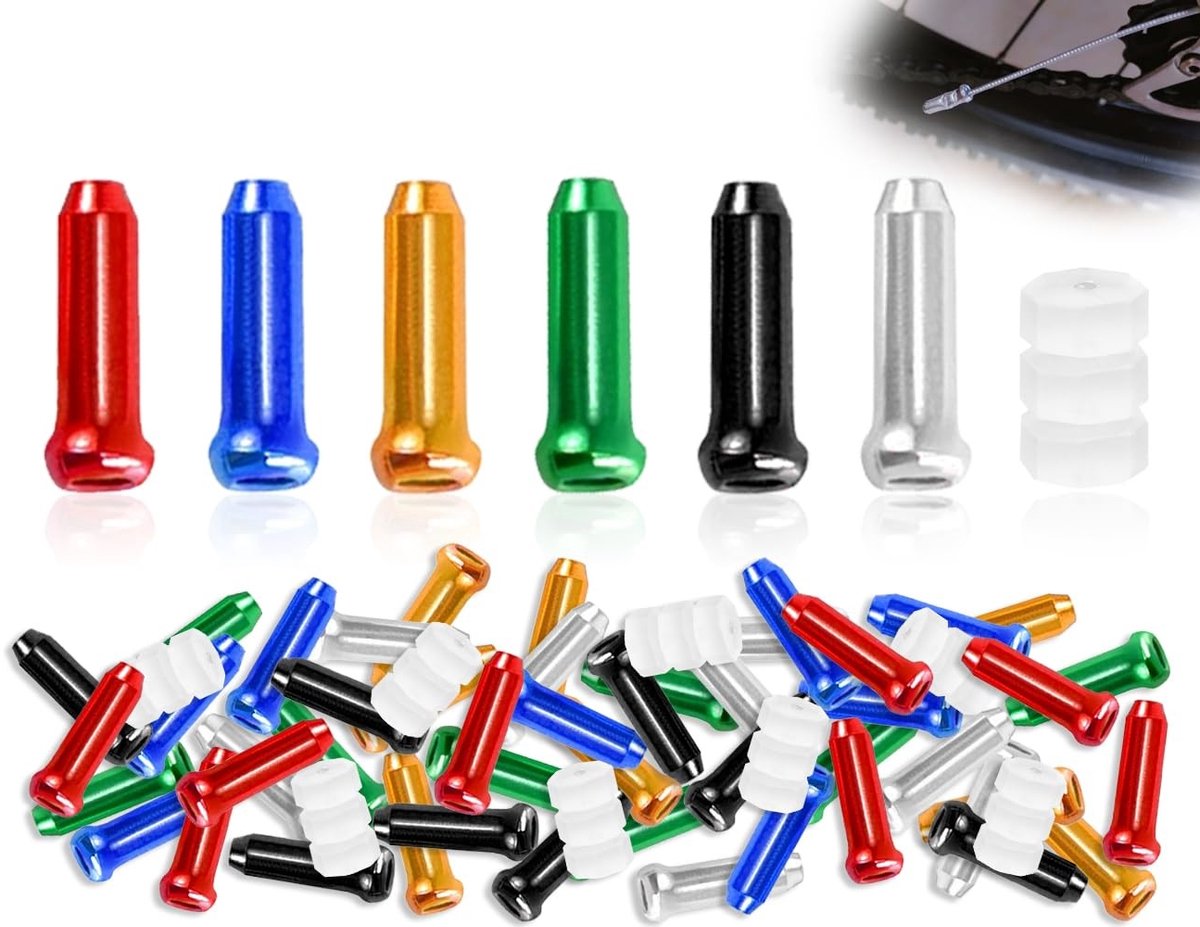 Dailygoods - Remkabel eindhulzen - Fietsaccessoires - Kleurrijk - Versnellingskabel O-ring - 48 stuks - Geschikt voor racefiets en mountainbike