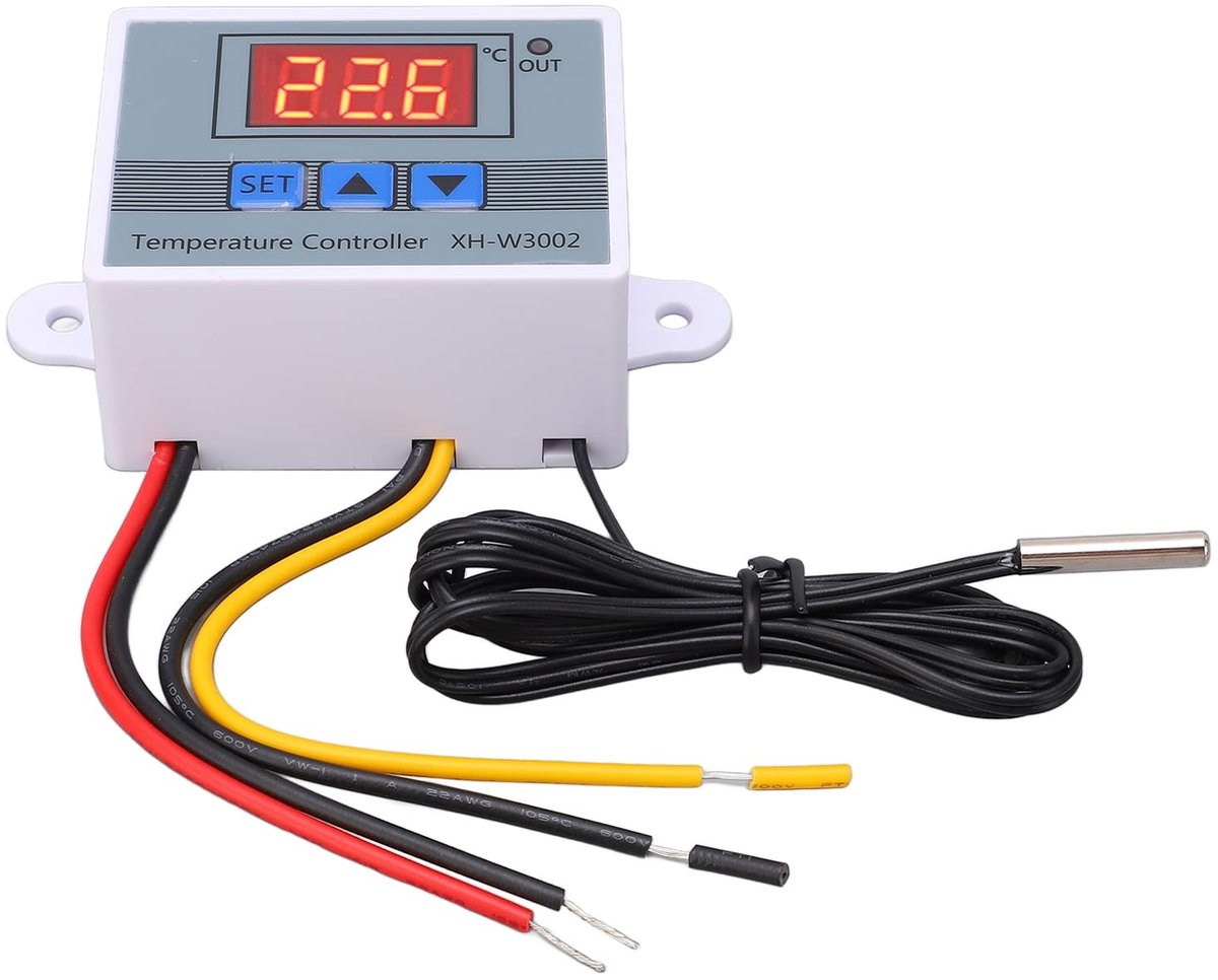 Dailygoods - Digitale Thermostaatschakelaar - Temperatuurregelaar - Waterdichte Sonde - Programmeerbaar - Hittebestendig - Voor Verwarming en Koeling