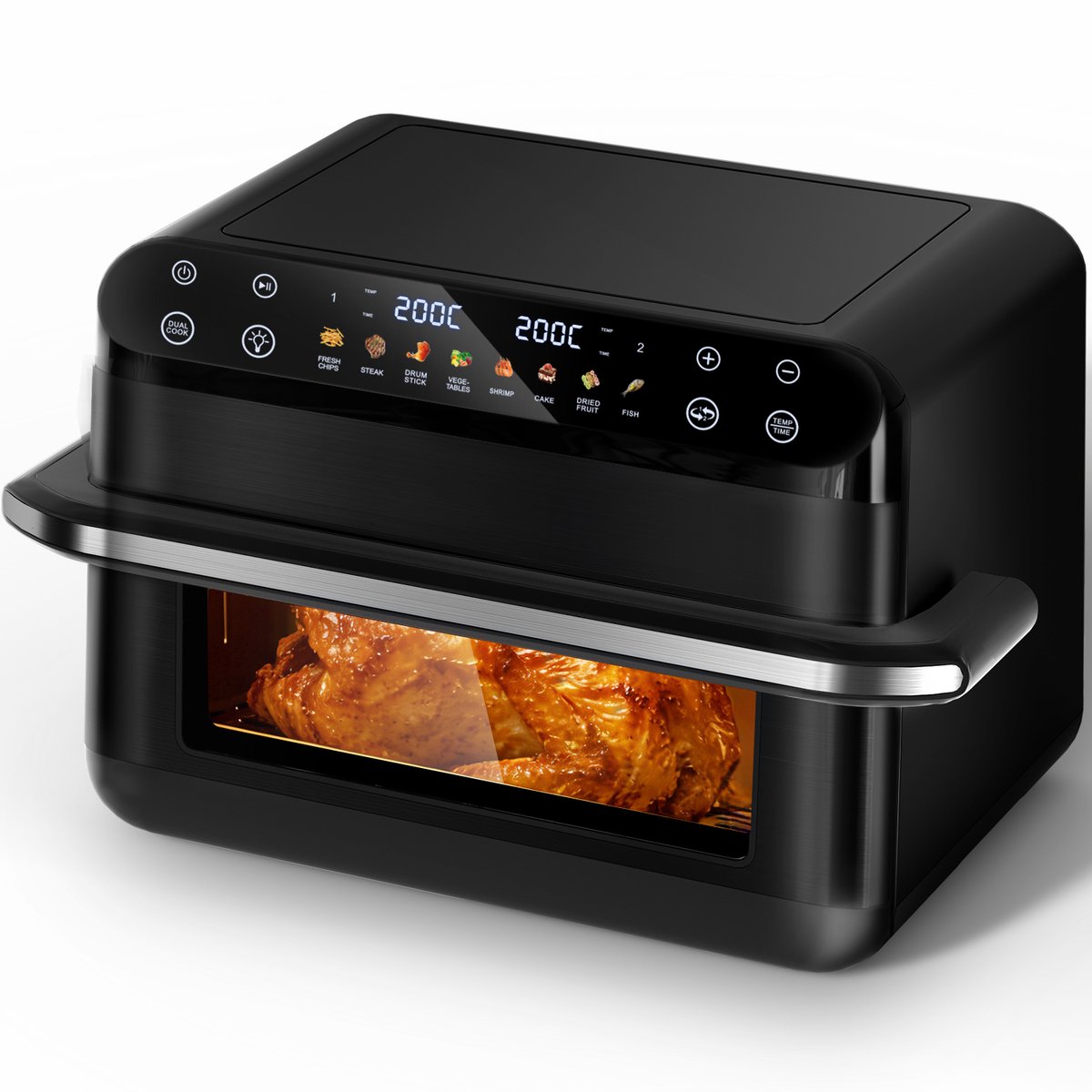 Saikefy Airfryer XXL - 10 Liter- 8Programma's - Airfryer met Intelligent Touchbediening - Hetelucht friteuse - Zwart