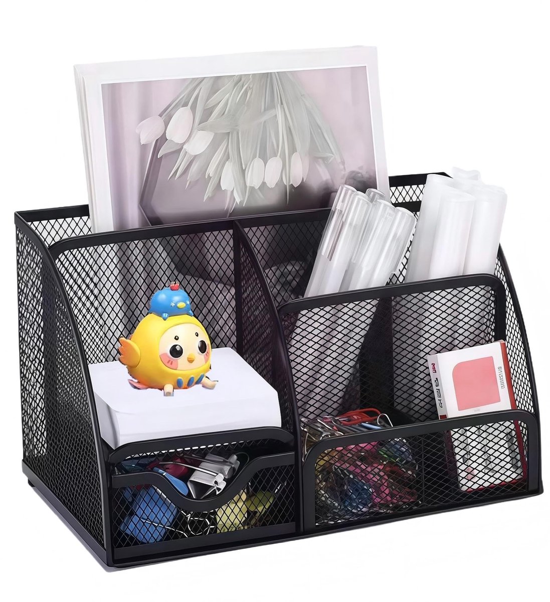 Zeynomax - Bureau-organizer - Kantoororganizer - 7 Compartimenten - Zwart - Pennenhouder - Ruimtebesparend en handig - Geschikt voor elk bureau