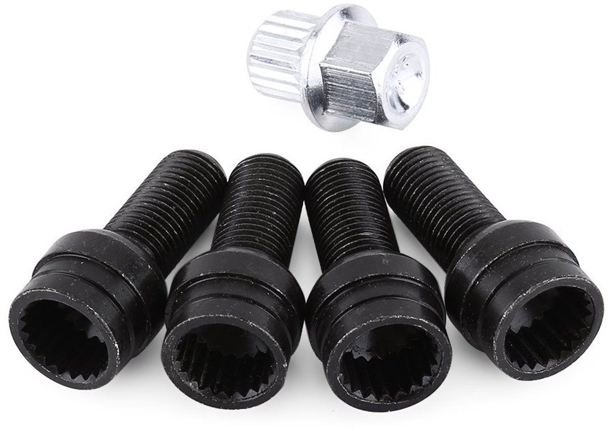 Zeynomax - Wielmoer Set - Stalen Wielbout - Anti-diefstal Moer - Zwart - Wielbescherming - Voor Bora, Magotan, Beetle - 4 Stuks